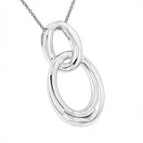 Luxurman Love Quotes Diamond Interlocking Ovals Pendant Necklace with Chain