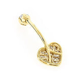 Heart Shaped 14K Gold Diamond Belly Button Ring 0.66ct