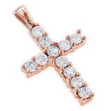 14K Gold Round Diamond Cross Pendant 0.33ct