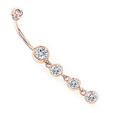 Dangling Belly Button Ring Gold and Diamonds 1.65ct