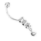 Dangling Diamond Belly Button Ring 0.41ct 14K Gold Body Jewelry