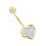 Heart Shaped 14K Gold Diamond Belly Button Ring 0.66ct