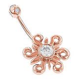 Belly Button Rings 14K Gold Diamond Belly Ring Sun 0.77