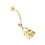 Body Jewelry: 14K Gold Diamond Purse Belly Button Ring 0.29