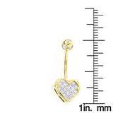 Heart Shaped 14K Gold Diamond Belly Button Ring 0.66ct